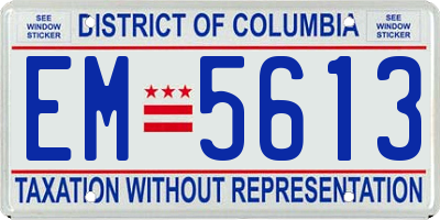 DC license plate EM5613