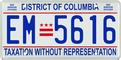 DC license plate EM5616