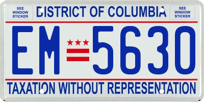 DC license plate EM5630