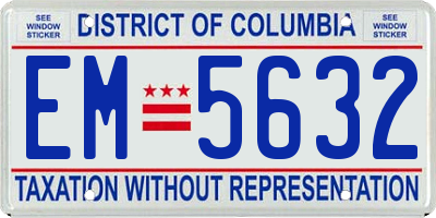 DC license plate EM5632