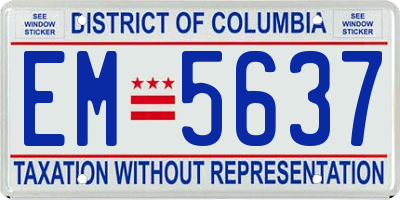 DC license plate EM5637