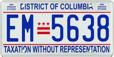 DC license plate EM5638