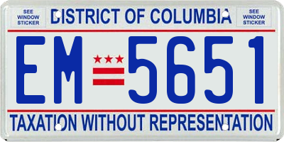 DC license plate EM5651