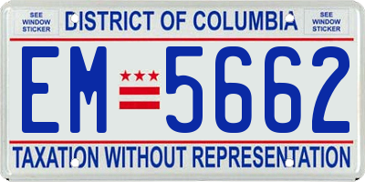 DC license plate EM5662