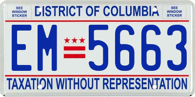 DC license plate EM5663