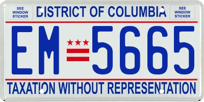 DC license plate EM5665
