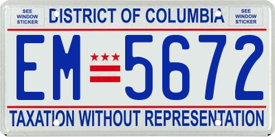 DC license plate EM5672