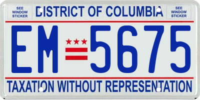 DC license plate EM5675
