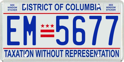 DC license plate EM5677