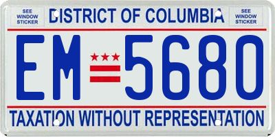 DC license plate EM5680