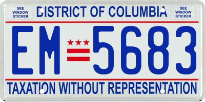 DC license plate EM5683