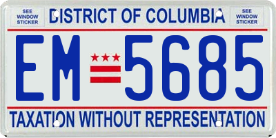 DC license plate EM5685