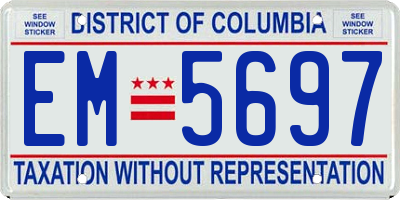 DC license plate EM5697