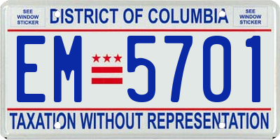 DC license plate EM5701