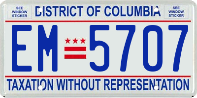 DC license plate EM5707