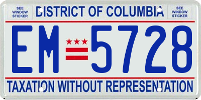 DC license plate EM5728