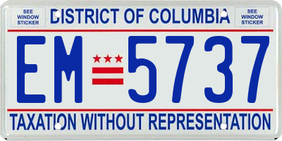 DC license plate EM5737