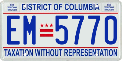 DC license plate EM5770
