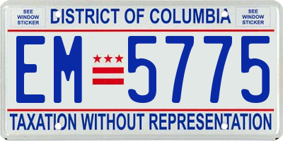 DC license plate EM5775