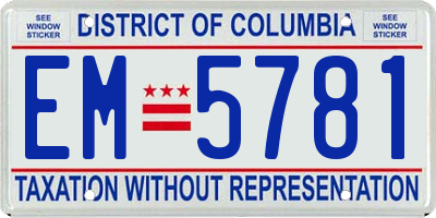 DC license plate EM5781