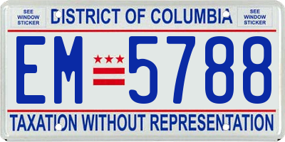 DC license plate EM5788