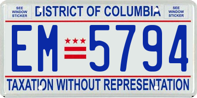 DC license plate EM5794