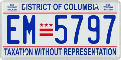 DC license plate EM5797