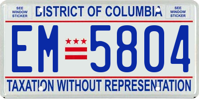 DC license plate EM5804