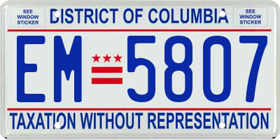 DC license plate EM5807