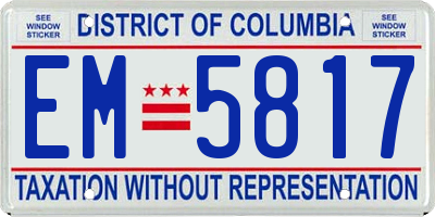 DC license plate EM5817