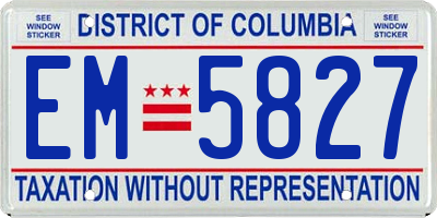 DC license plate EM5827