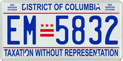DC license plate EM5832