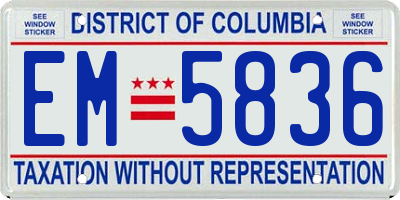 DC license plate EM5836