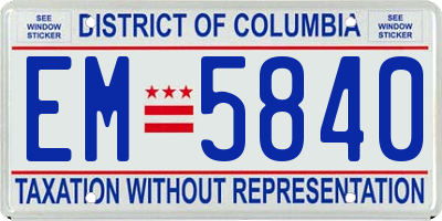 DC license plate EM5840