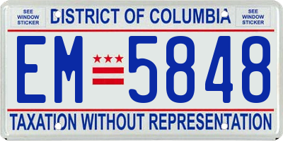DC license plate EM5848