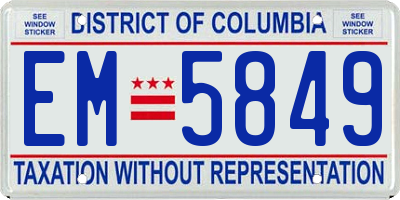 DC license plate EM5849