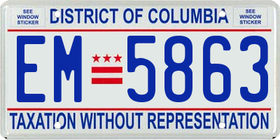 DC license plate EM5863