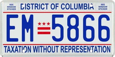 DC license plate EM5866