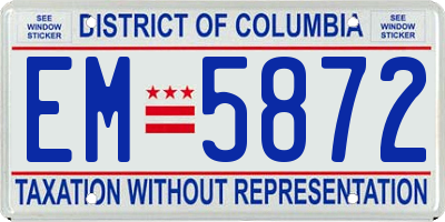 DC license plate EM5872