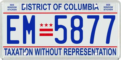 DC license plate EM5877