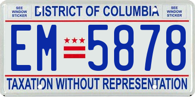 DC license plate EM5878