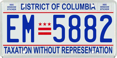 DC license plate EM5882
