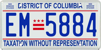 DC license plate EM5884