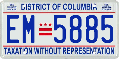 DC license plate EM5885