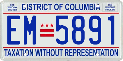 DC license plate EM5891