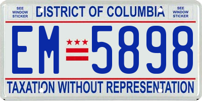 DC license plate EM5898