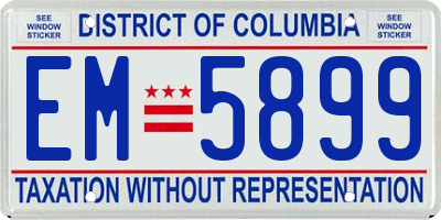 DC license plate EM5899