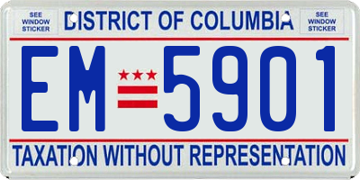 DC license plate EM5901