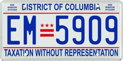 DC license plate EM5909