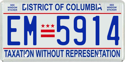 DC license plate EM5914